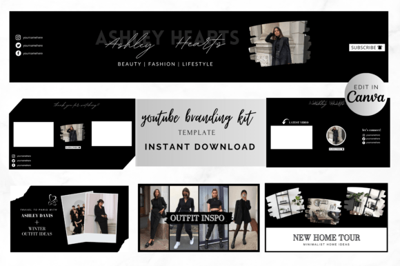 Build a Bold Brand with the Black YouTube Branding Kit for Canva