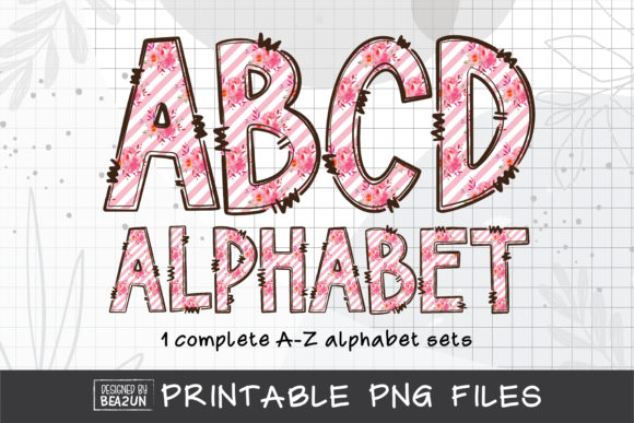 Designing with Pink Rose Stripe Alphabet Sublimation