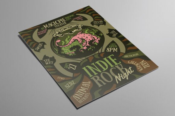 Plesiosaurus and Cats: A Quirky Indie Rock Flyer for Creative Projects