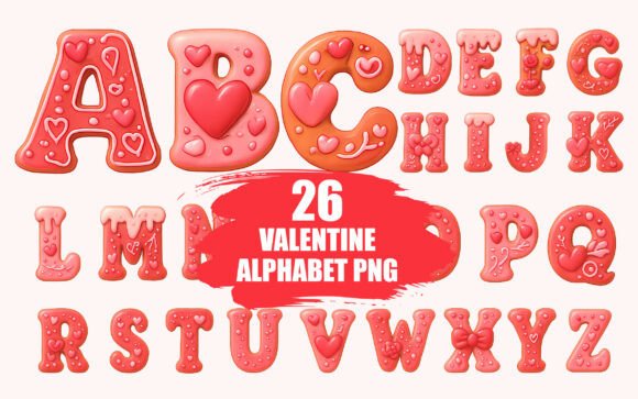 Valentine Alphabet Letters Sublimation for Creative Professionals